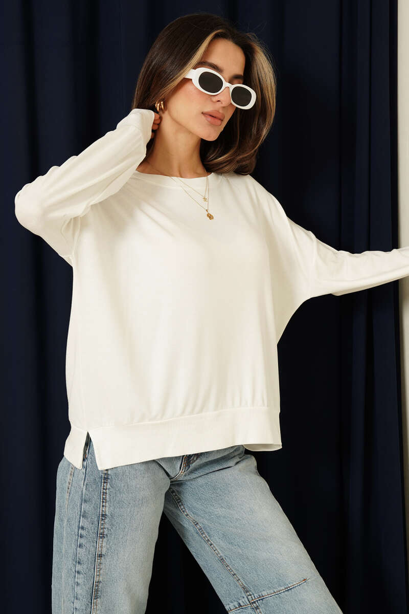 Crew-Neck Mercerised Sweater - White