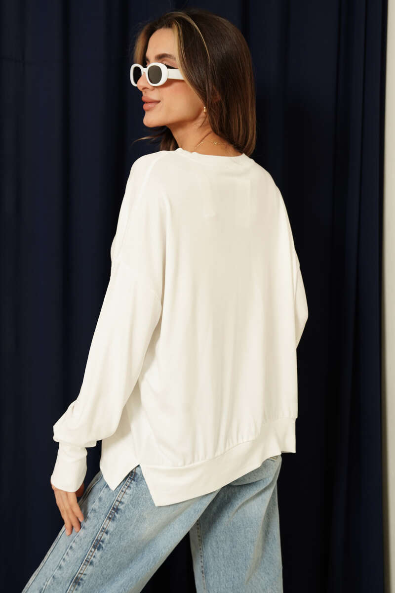 Crew-Neck Mercerised Sweater - White