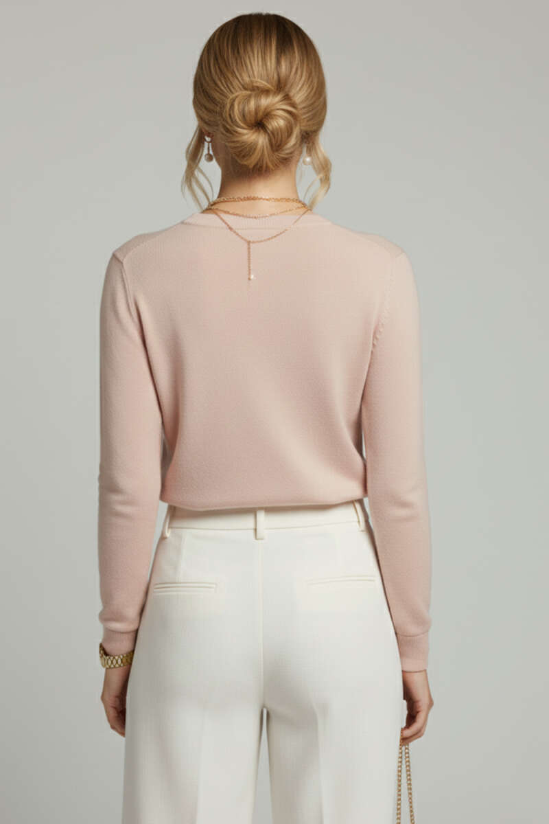 Crew-Neck Mercerised Sweater - Powder