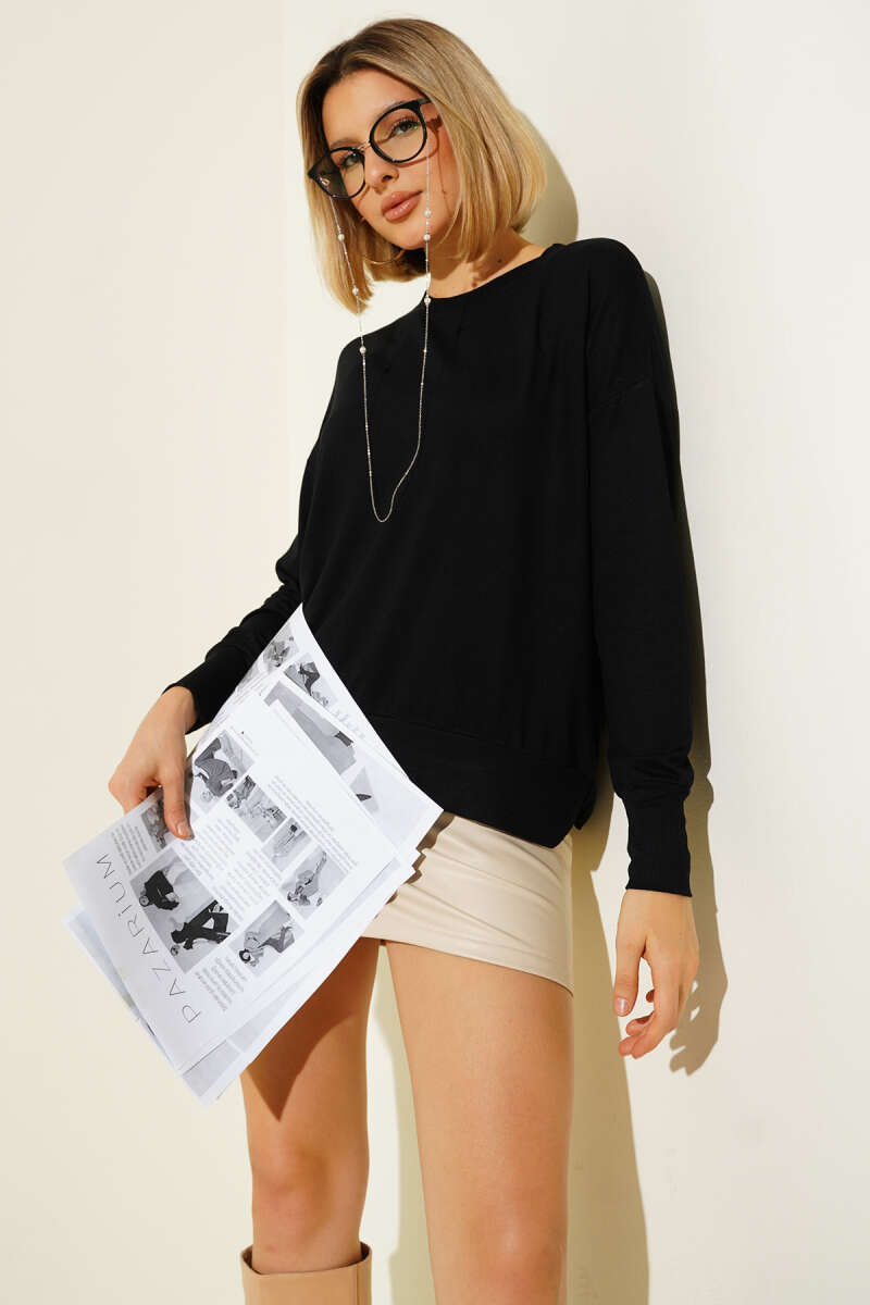 Crew-Neck Mercerised Sweater - Black