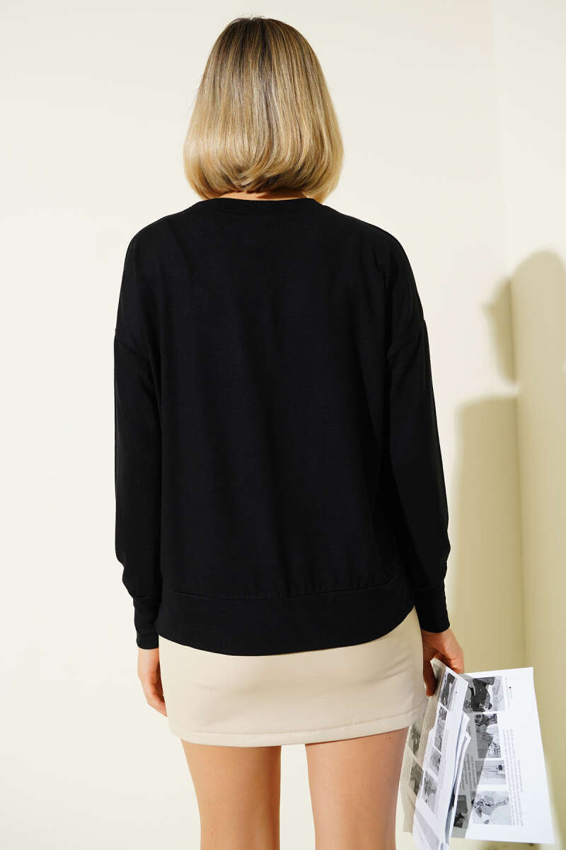 Crew-Neck Mercerised Sweater - Black