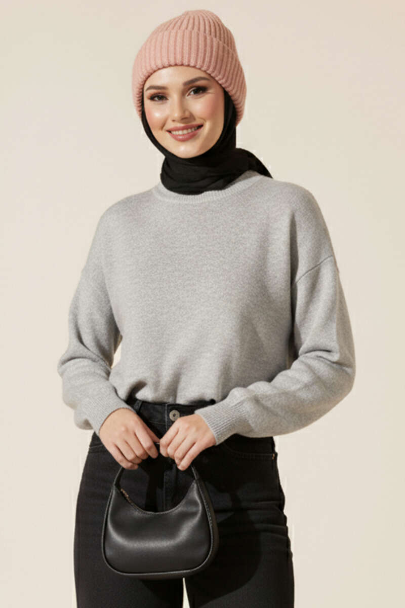 Crew-Neck Mercerised Tunic - Grey