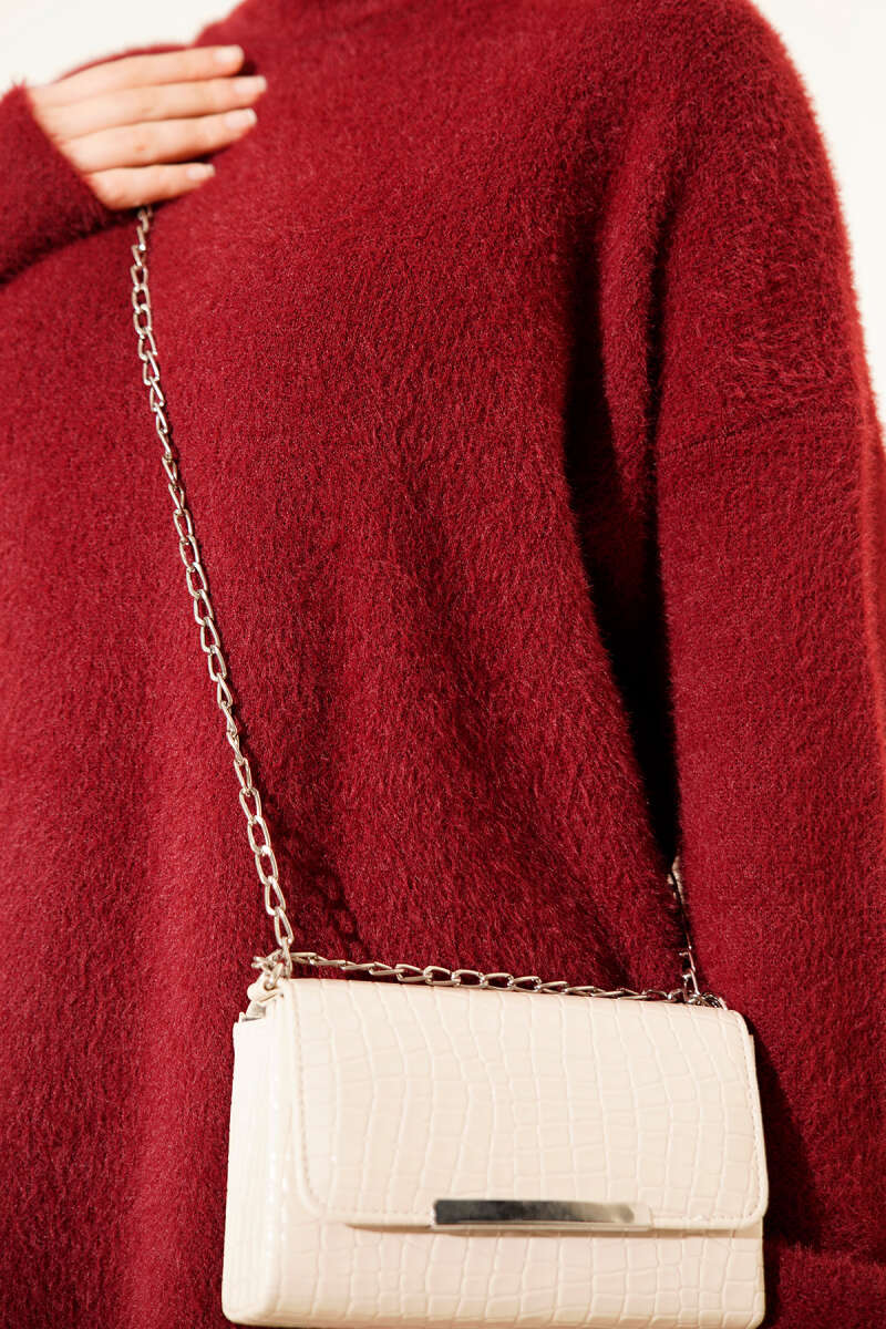 Brushed Crew-Neck Sweater - Burgundy