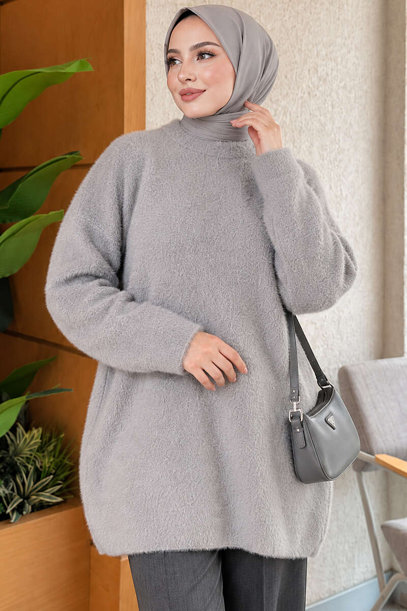 Brushed Crew-Neck Sweater - Grey
