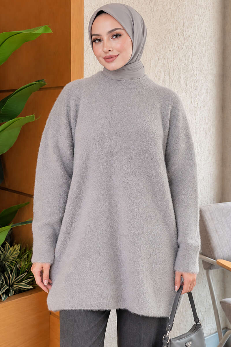Brushed Crew-Neck Sweater - Grey