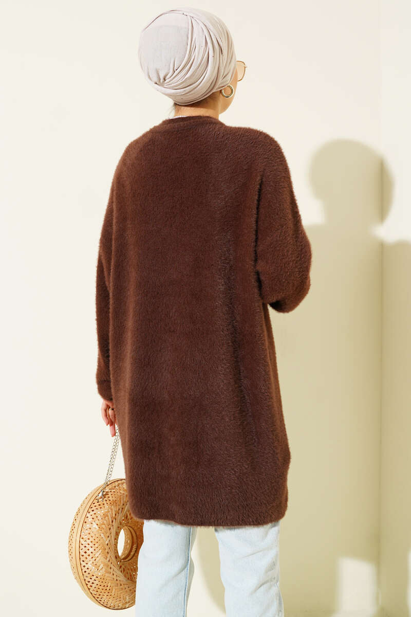 Brushed Crew-Neck Sweater - Brown
