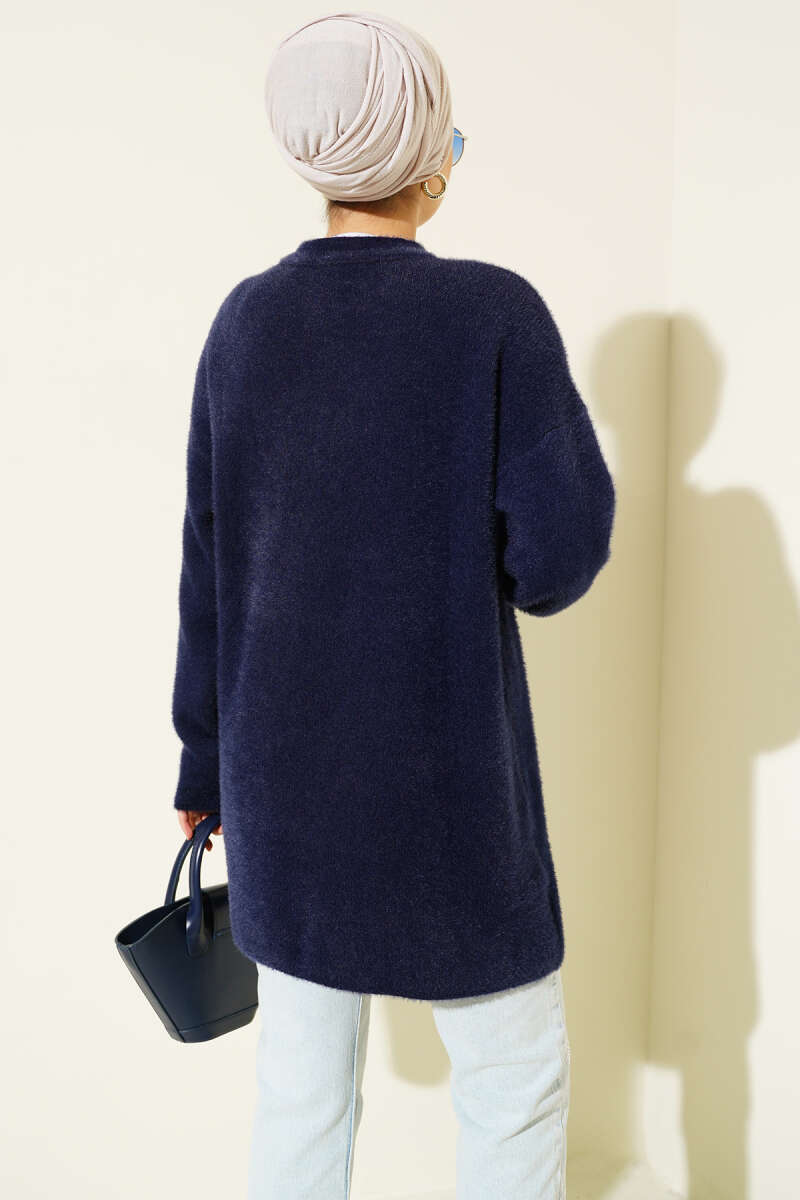 Brushed Crew-Neck Sweater - Navy