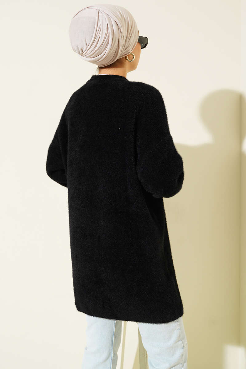 Brushed Crew-Neck Sweater - Black