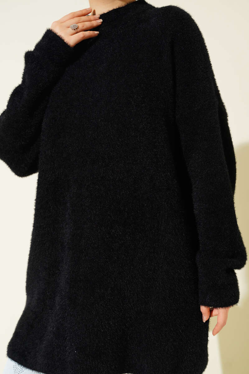 Brushed Crew-Neck Sweater - Black