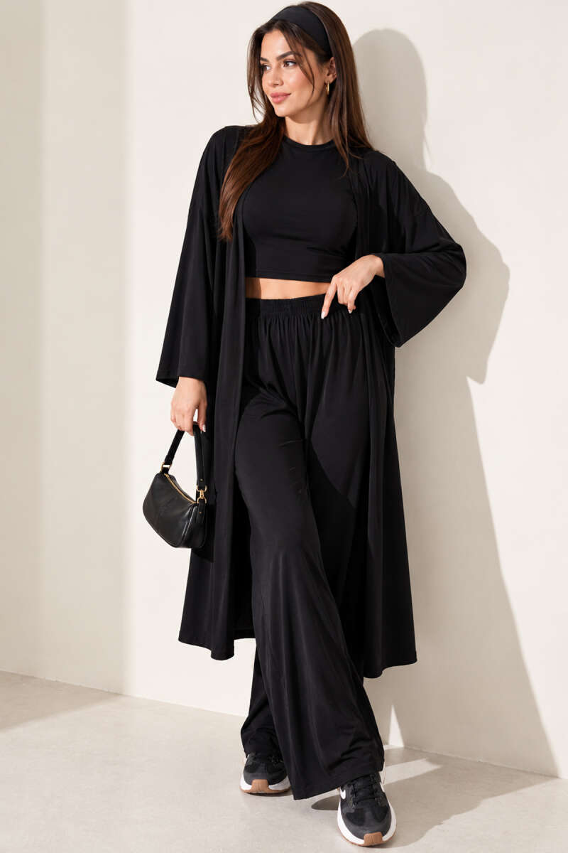 Crew-Neck Three-Piece Set - Black