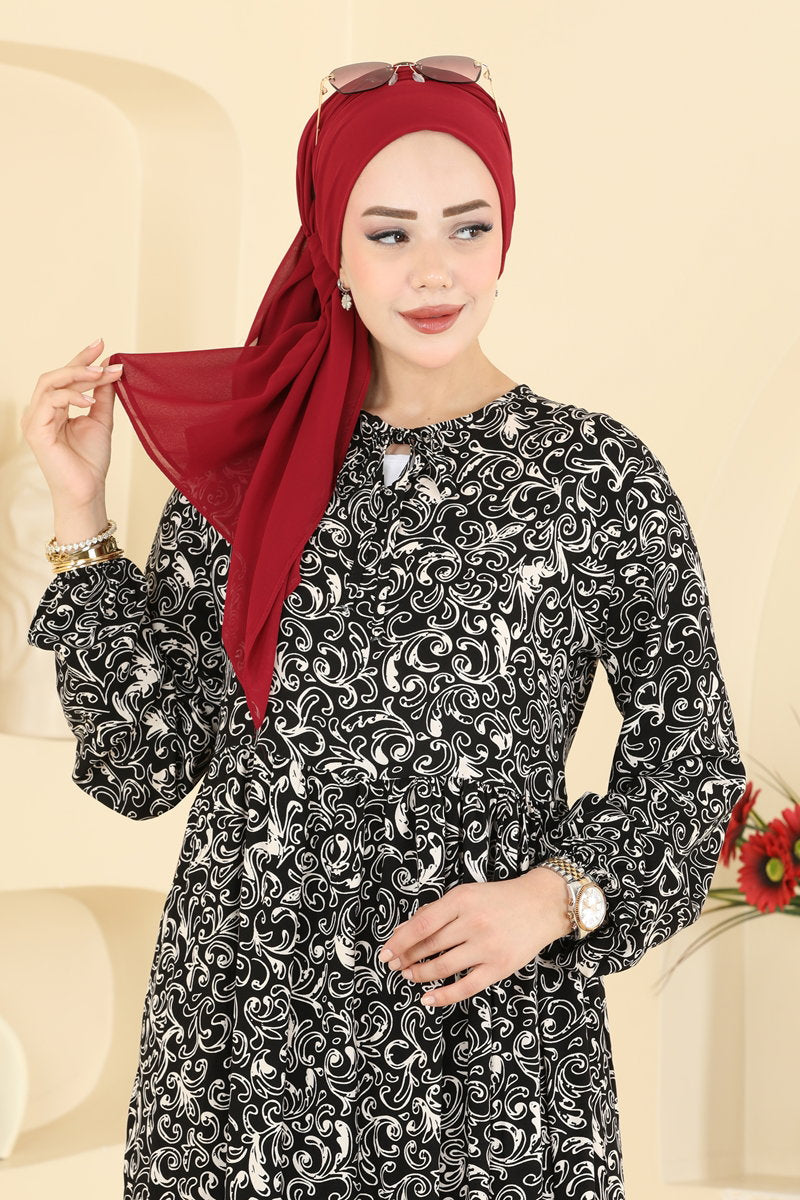 Crew-Neck Viscose Dress - Multicolour 3