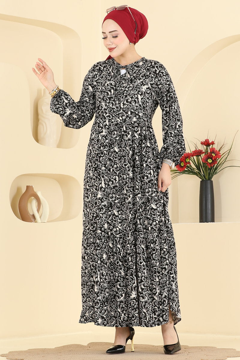 Crew-Neck Viscose Dress - Multicolour 3