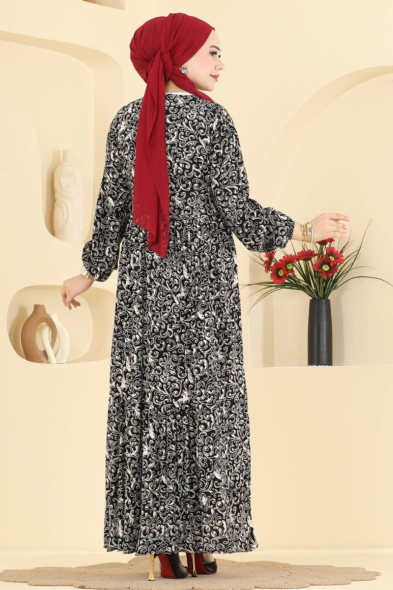 Crew-Neck Viscose Dress - Multicolour 3