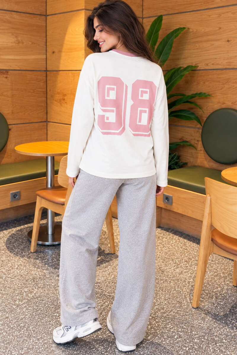 Crew-Neck Wild Print Blouse - Dusty Rose