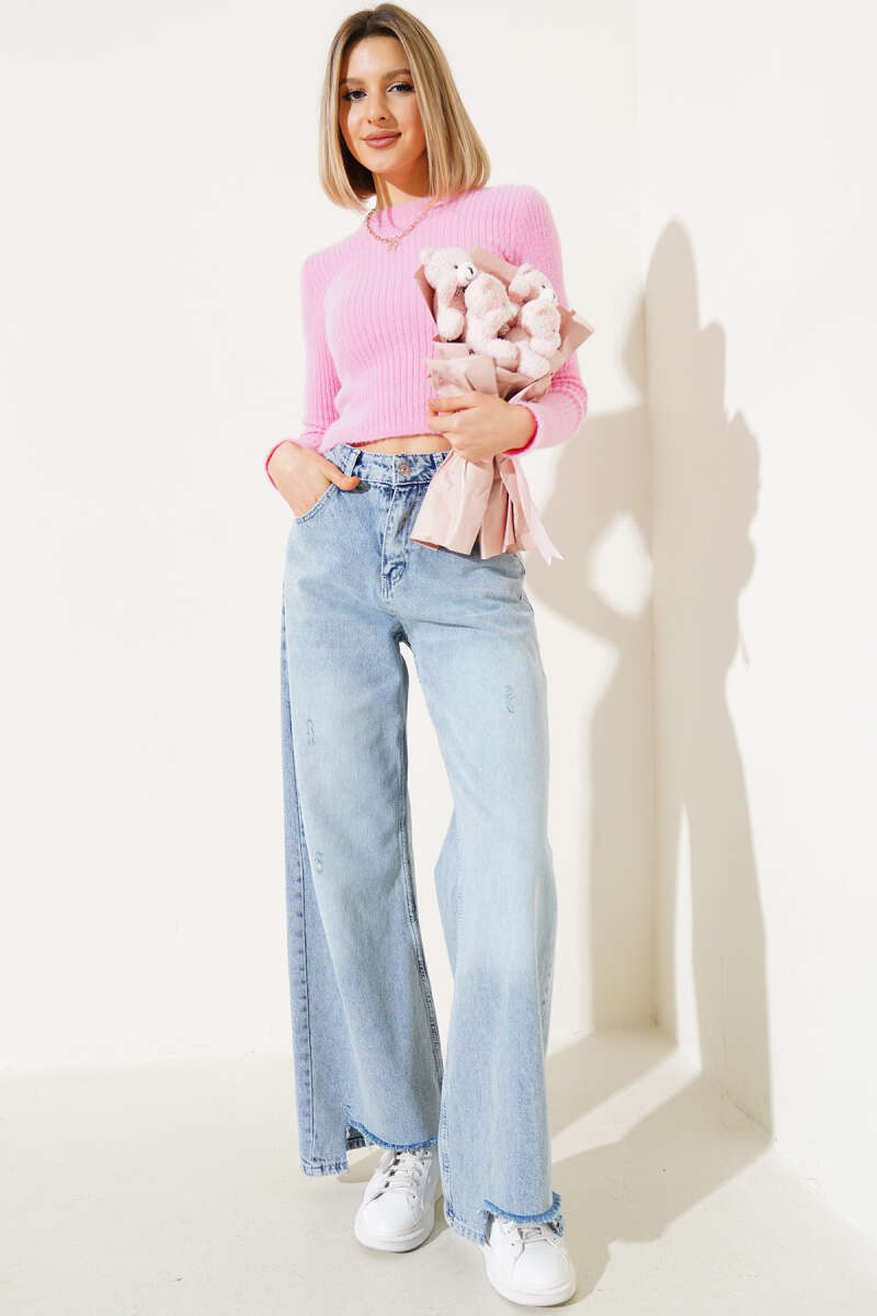 Crew-Neck Soft Sweater - Pink