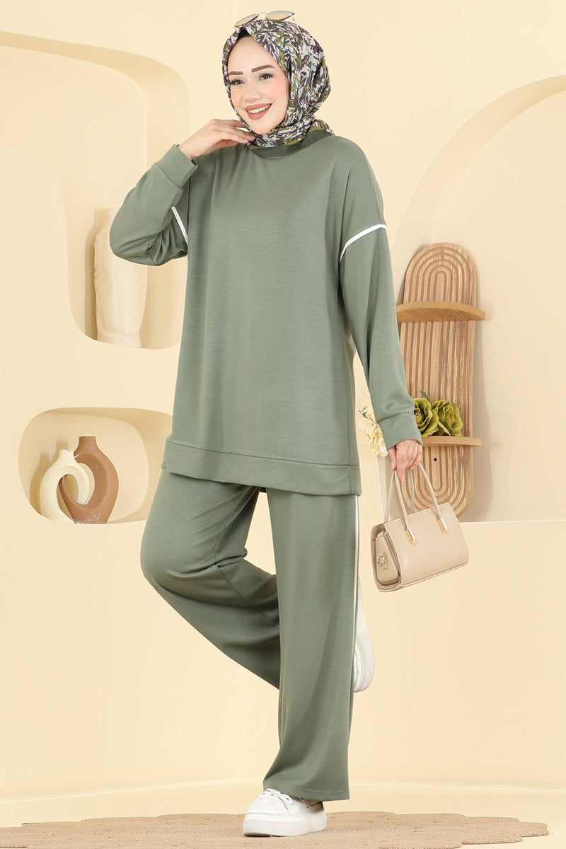 Piped Modal Two-Piece Set - Khaki