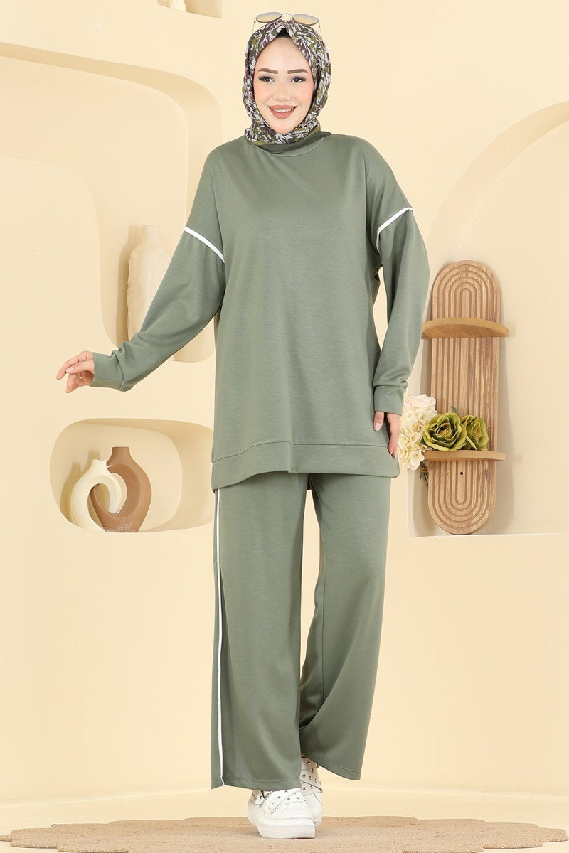 Piped Modal Two-Piece Set - Khaki