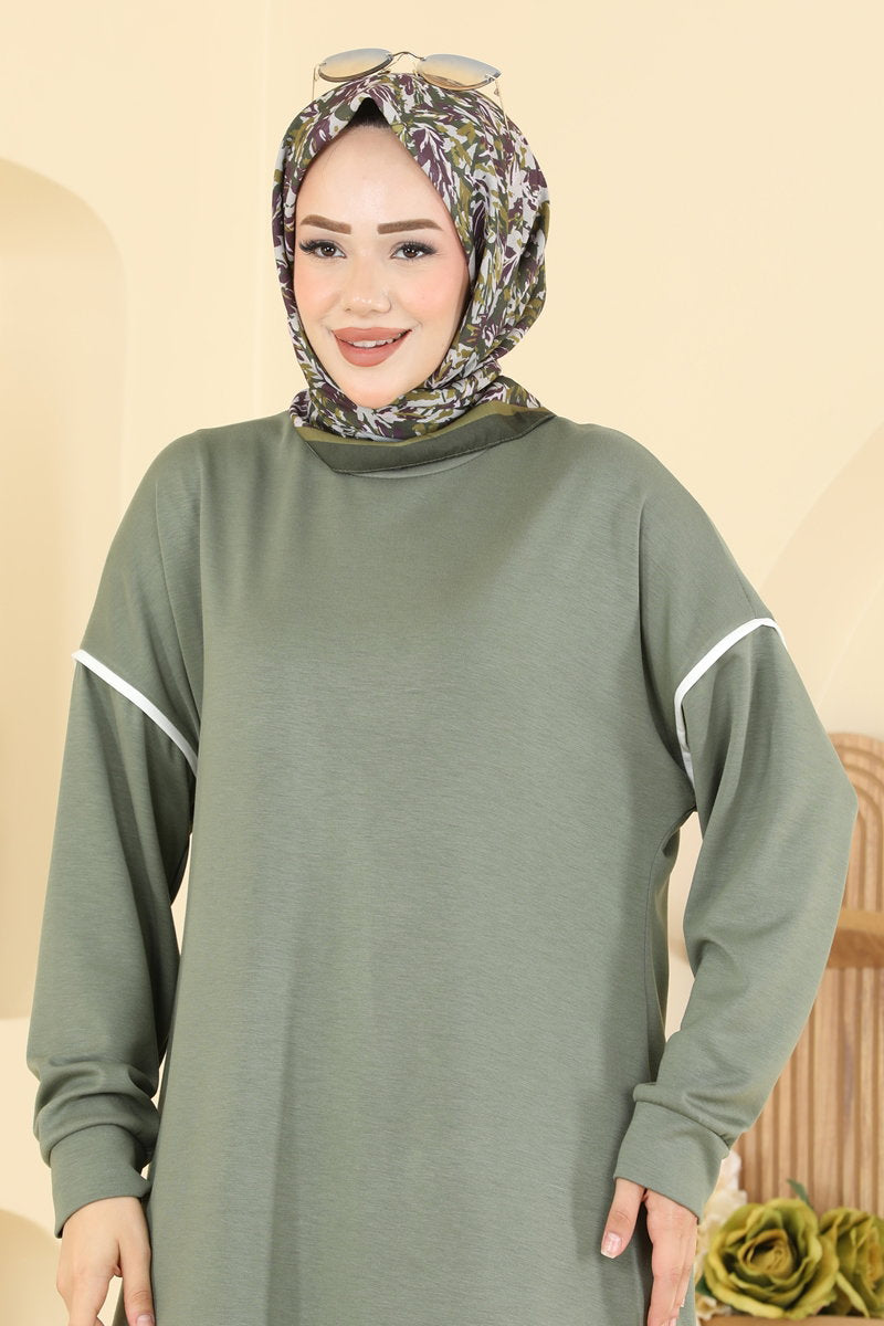 Piped Modal Two-Piece Set - Khaki