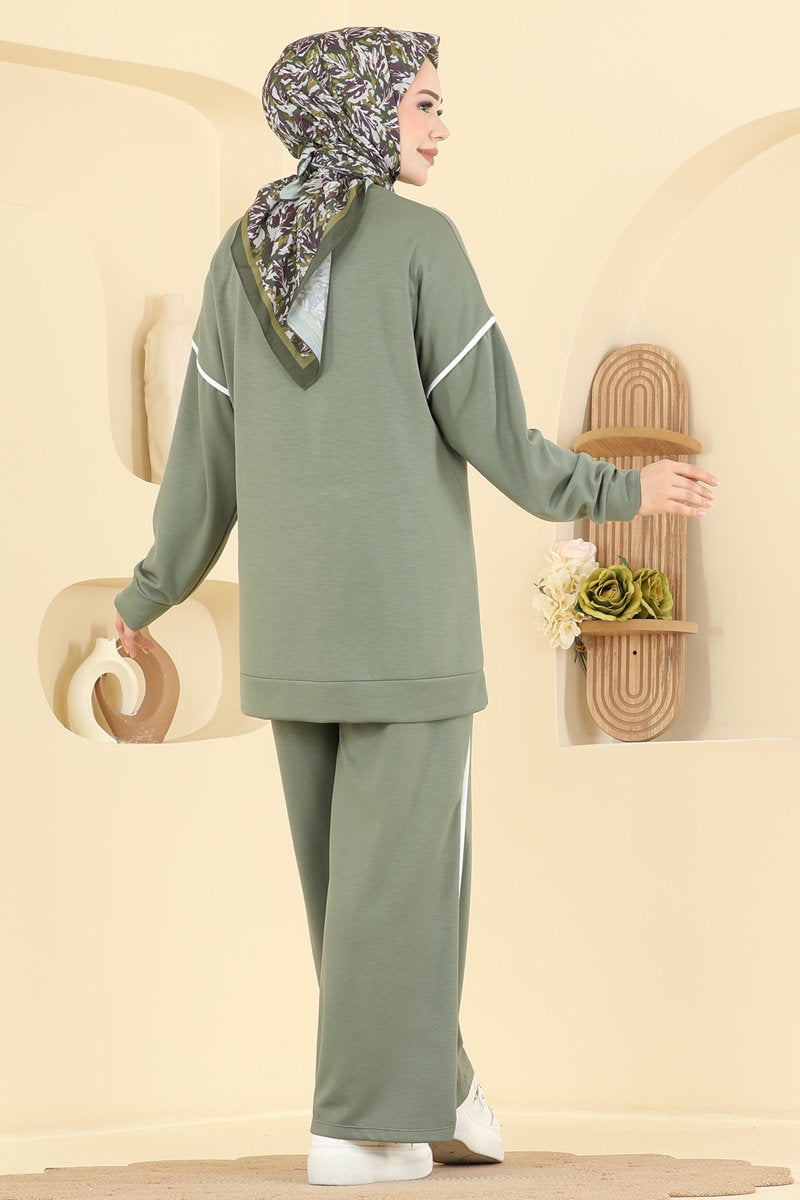 Piped Modal Two-Piece Set - Khaki