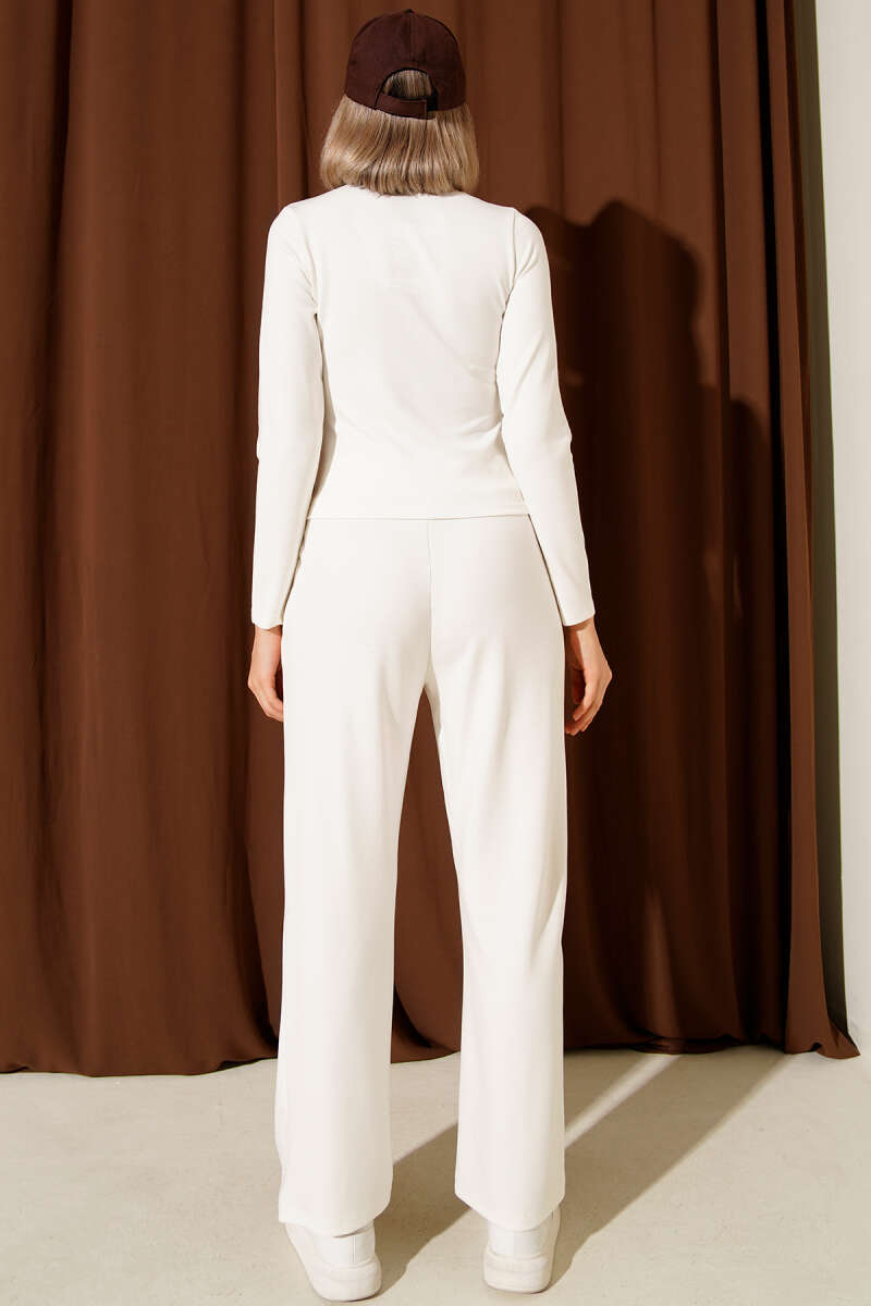 Loycha Zip Two-Piece Set with Piping - Ecru