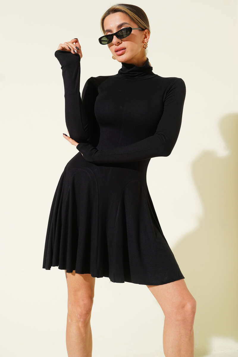 Turtleneck Loycha Midi Dress - Black