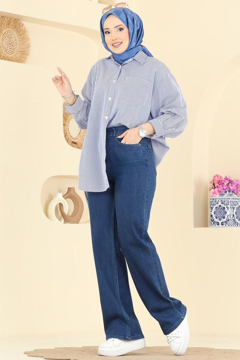 Wide-Leg Jeans - Dark Denim