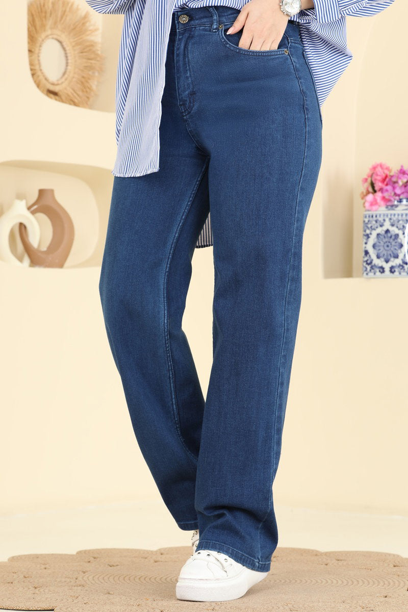 Wide-Leg Jeans - Dark Denim