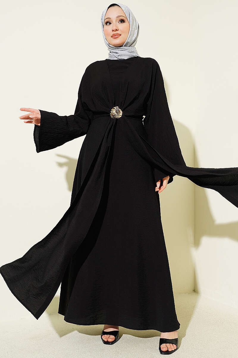 Dress with Bolero and Gold Accessory - Black
