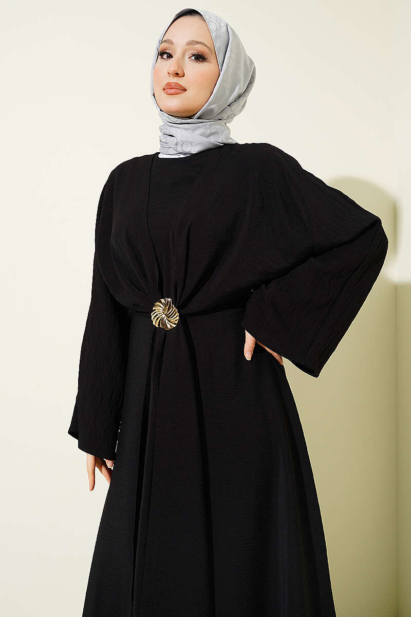 Dress with Bolero and Gold Accessory - Black