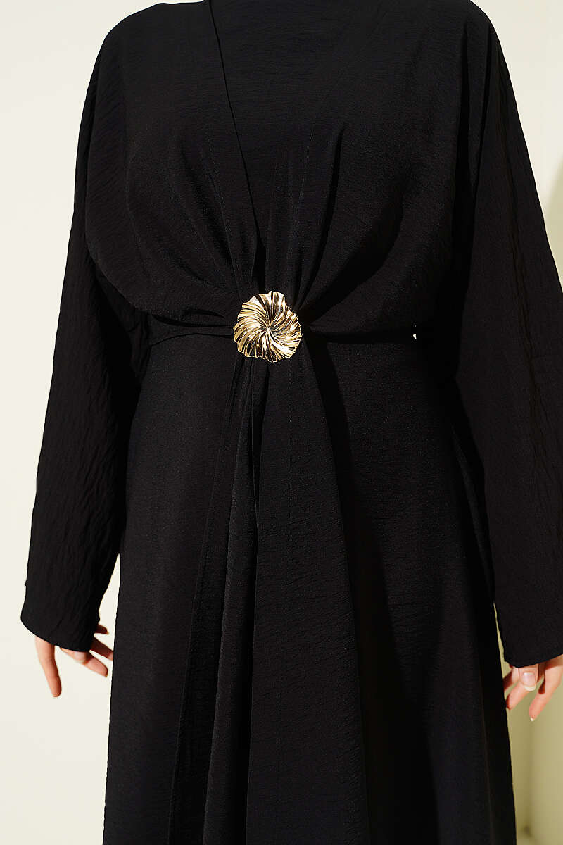 Dress with Bolero and Gold Accessory - Black
