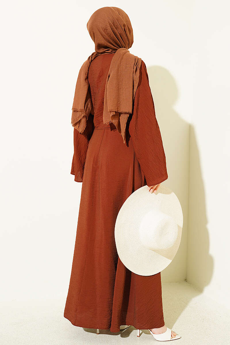 Dress with Bolero and Gold Accessory - Tan