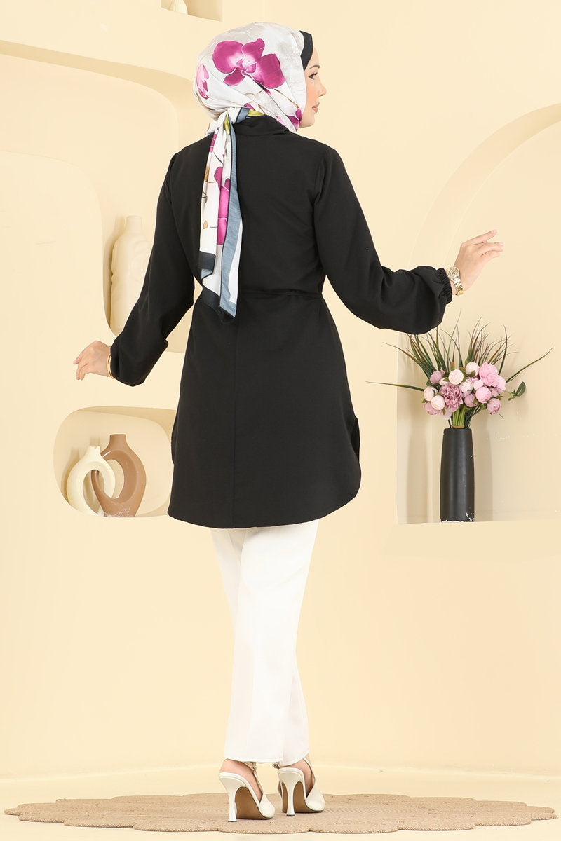 Beaded Cupro Tunic - Black