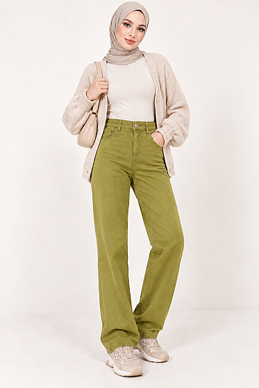 Straight-Leg Jeans - Olive