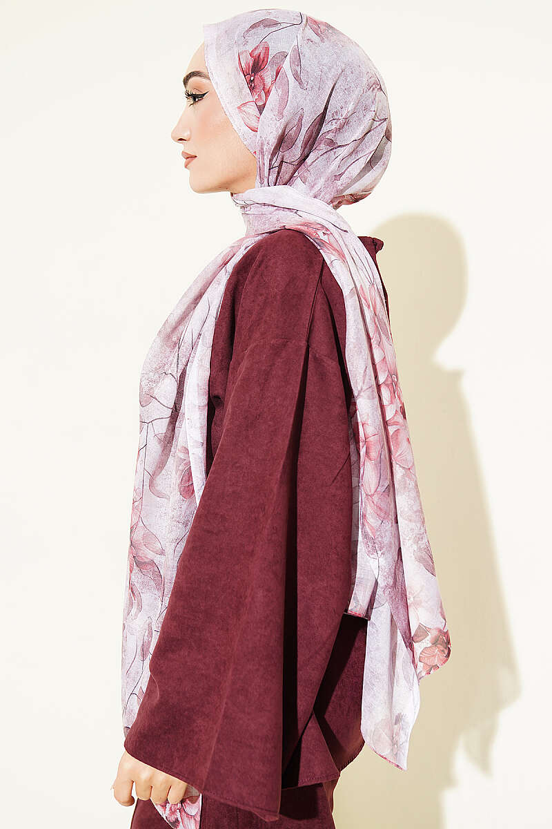 Botanical Floral Bamboo Shawl - Dusty Rose