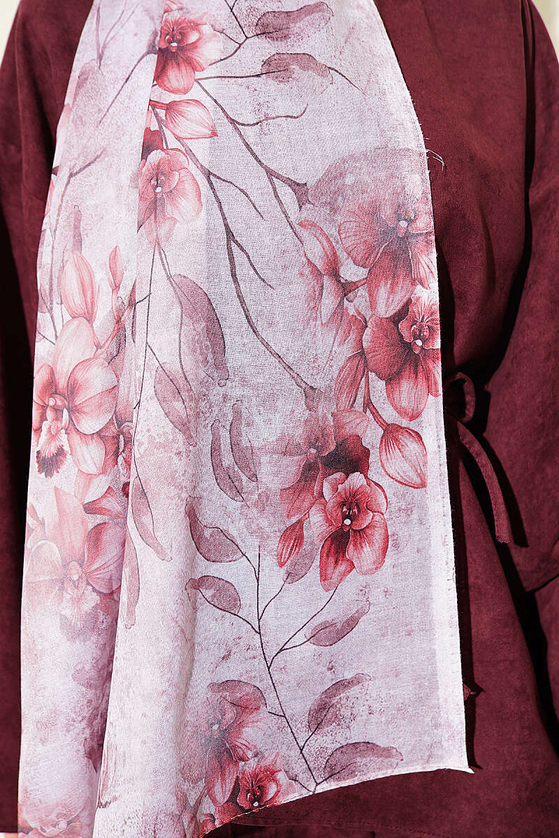 Botanical Floral Bamboo Shawl - Dusty Rose