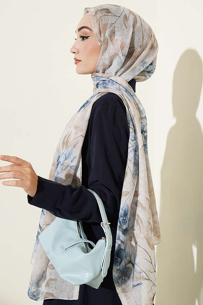 Botanical Floral Bamboo Shawl - Stone