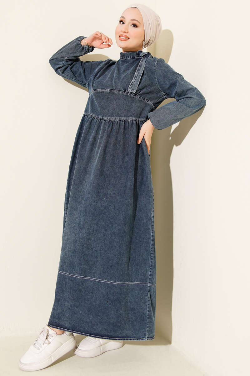 Halter-Tie Denim Dress - Blue