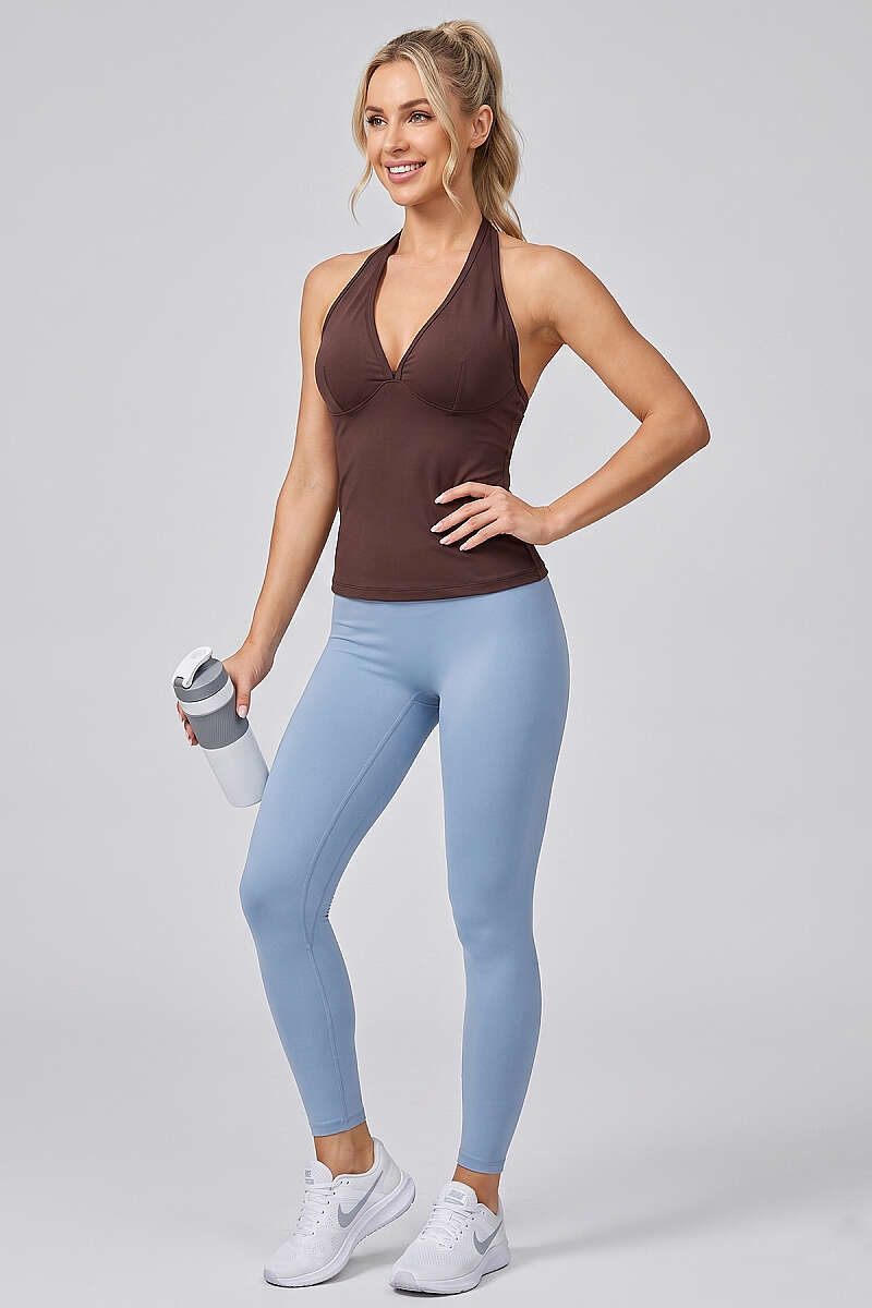 Halter Sports Top - Brown