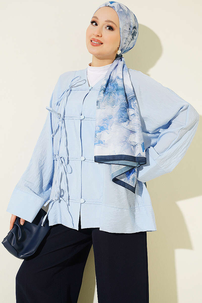 Shirt with Rivet Buttons - Blue