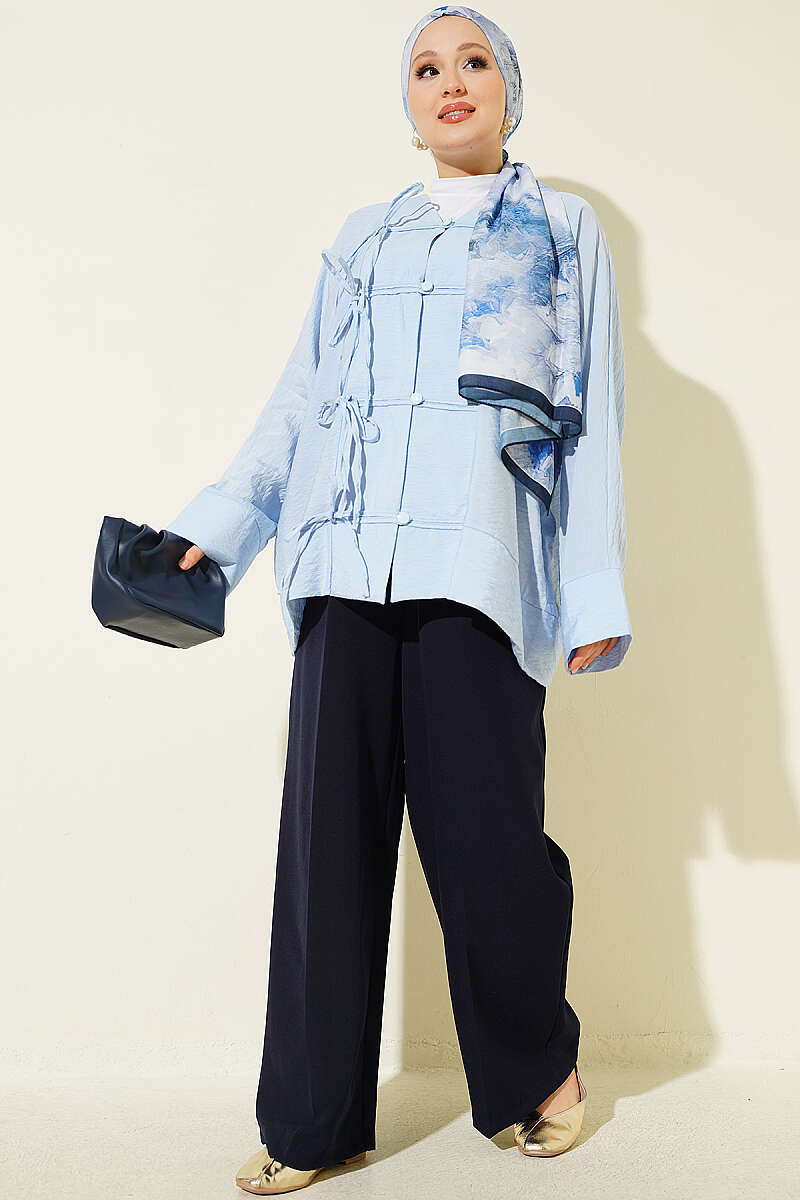 Shirt with Rivet Buttons - Blue