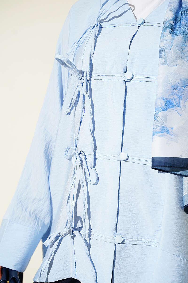 Shirt with Rivet Buttons - Blue