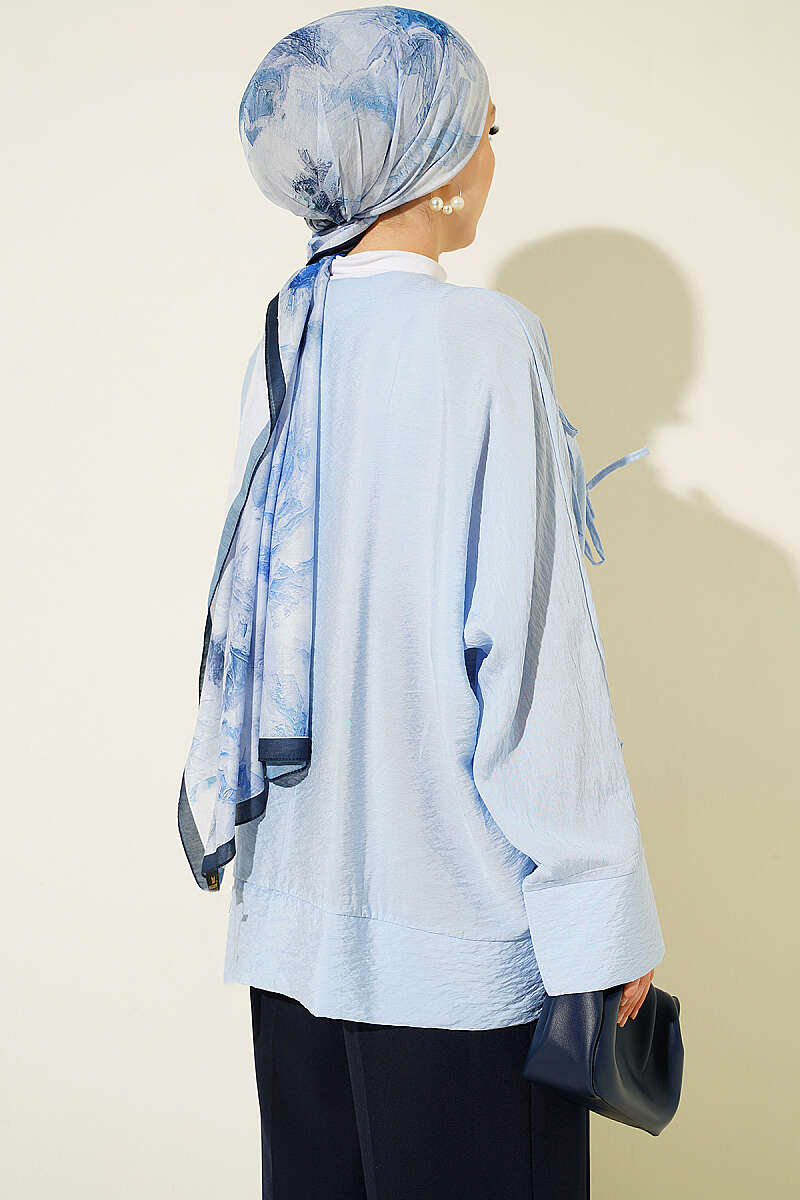 Shirt with Rivet Buttons - Blue