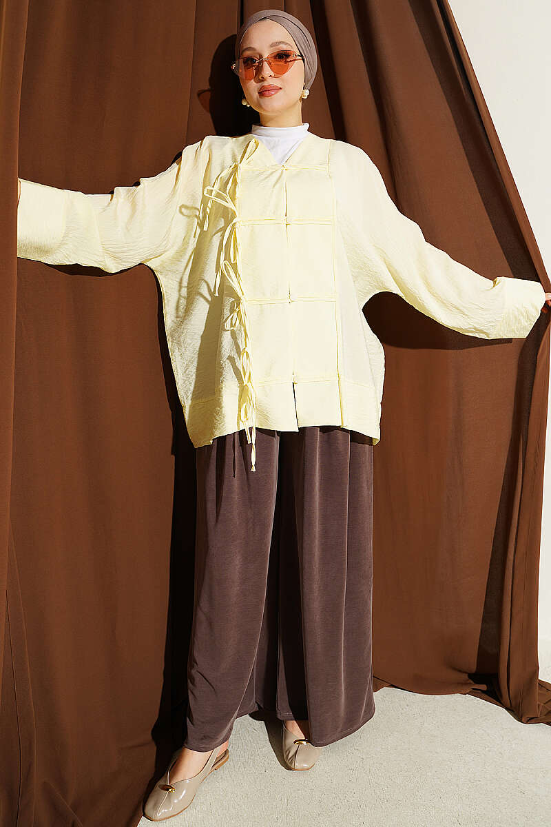 Shirt with Rivet Buttons - Yellow