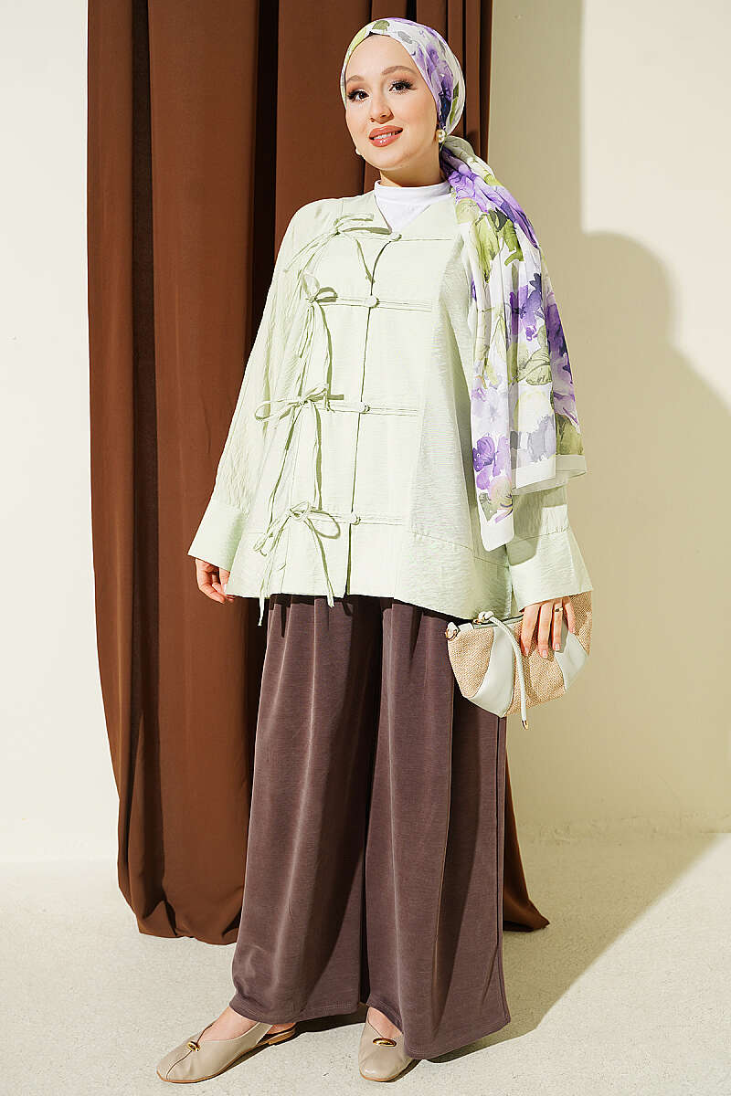 Shirt with Rivet Buttons - Aqua Green
