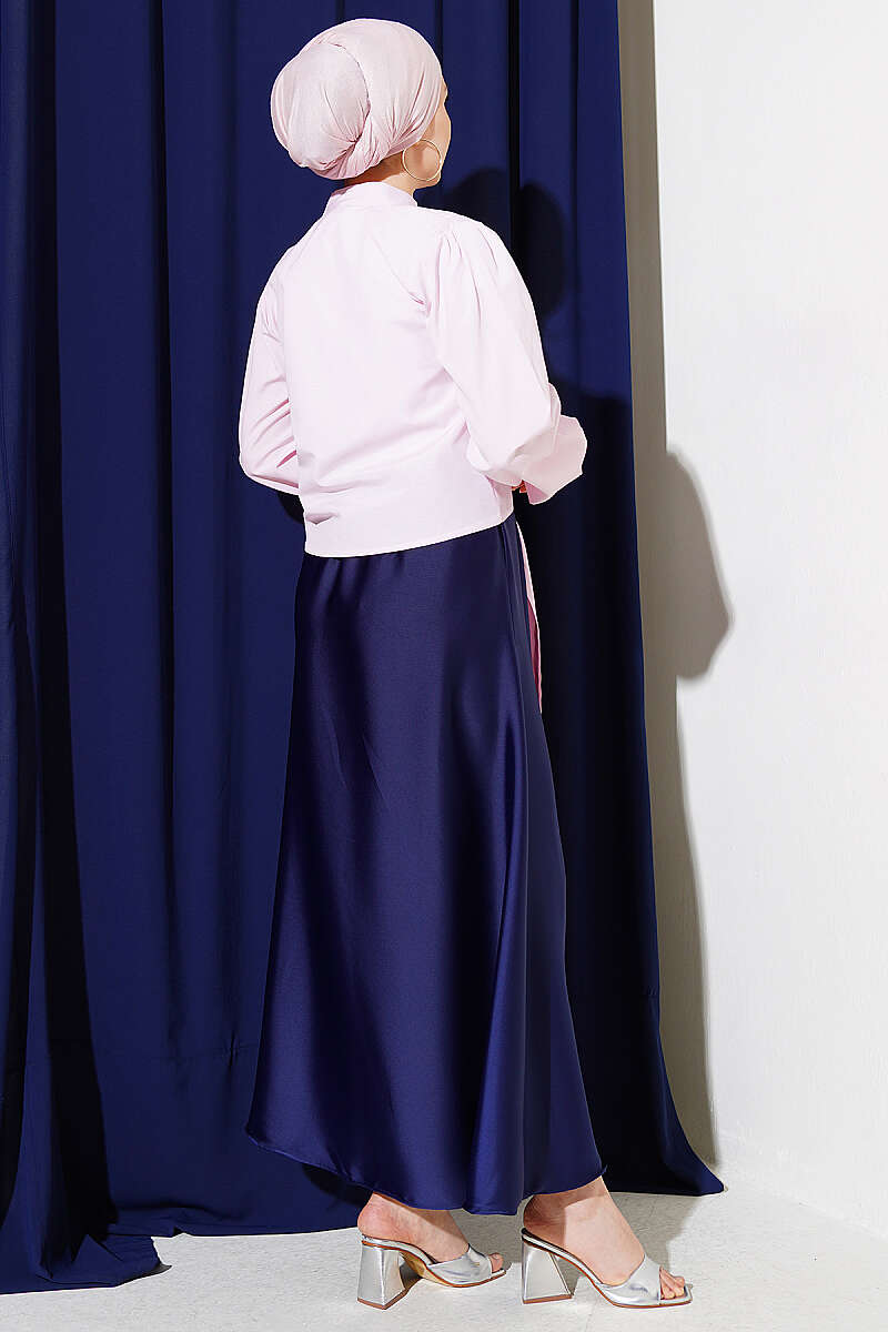 Short Tie Shirt with Rivet Buttons - Pink
