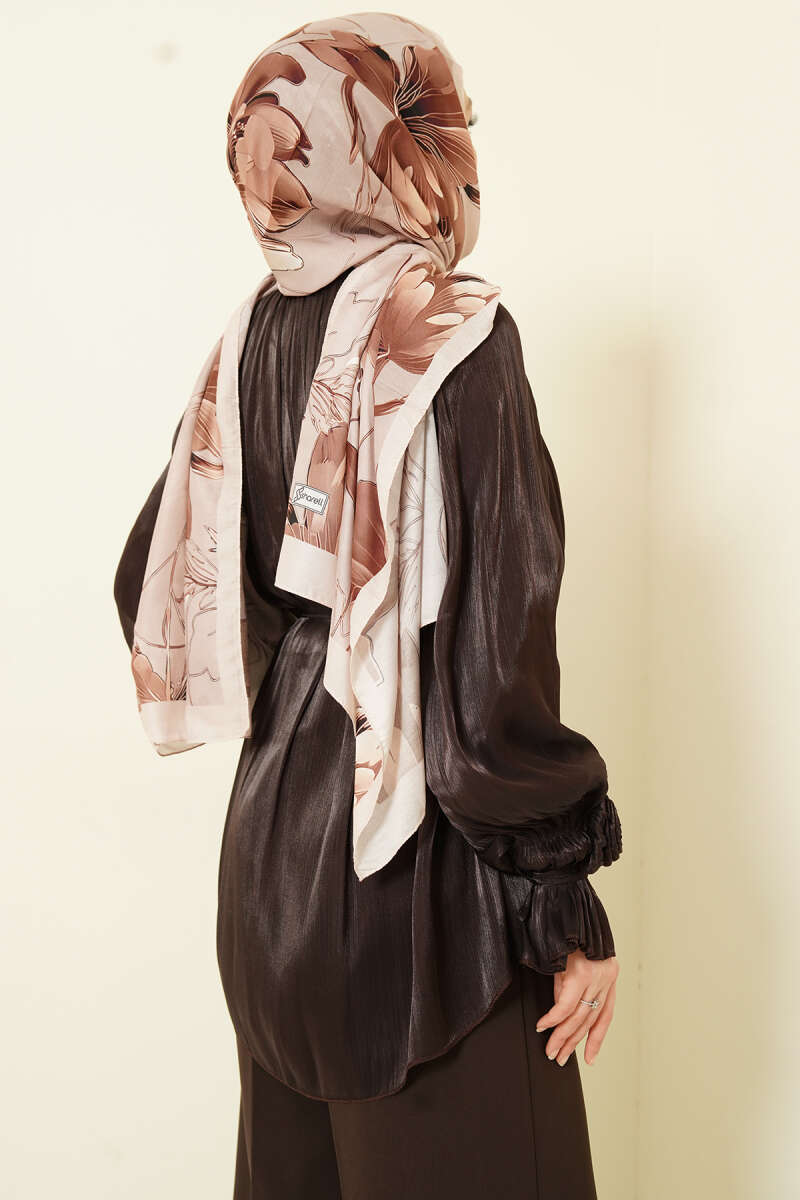 Rose-Detail Evening Shirt with Rivet Buttons - Dark Brown