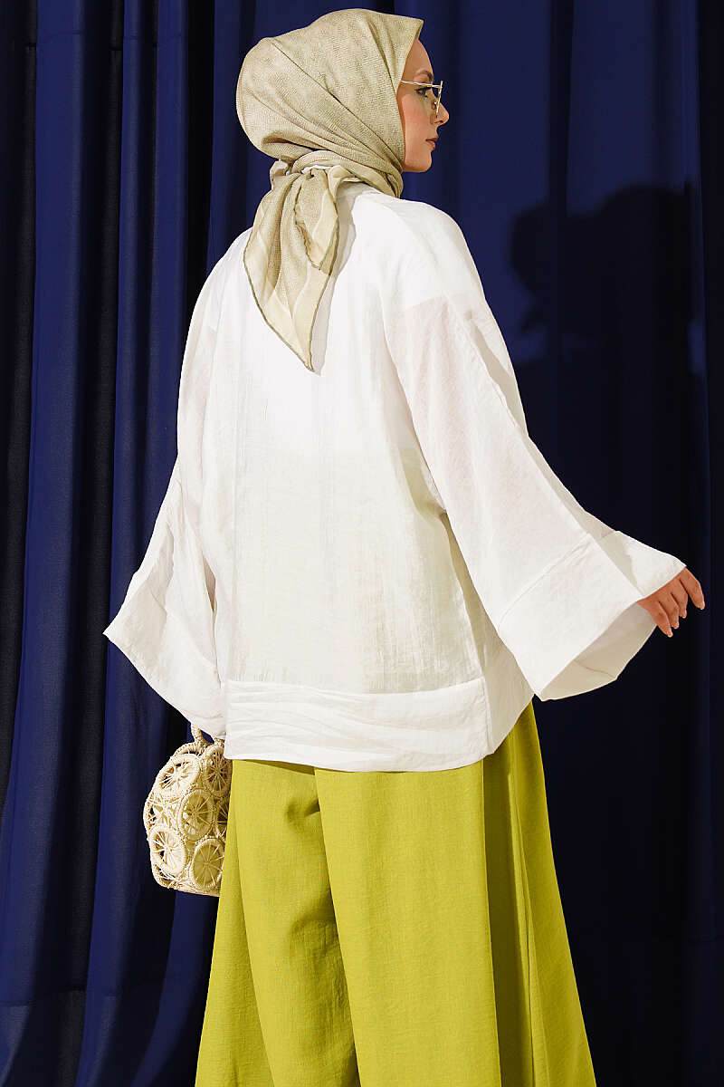 Oversized Kimono with Rivet Buttons - Stone