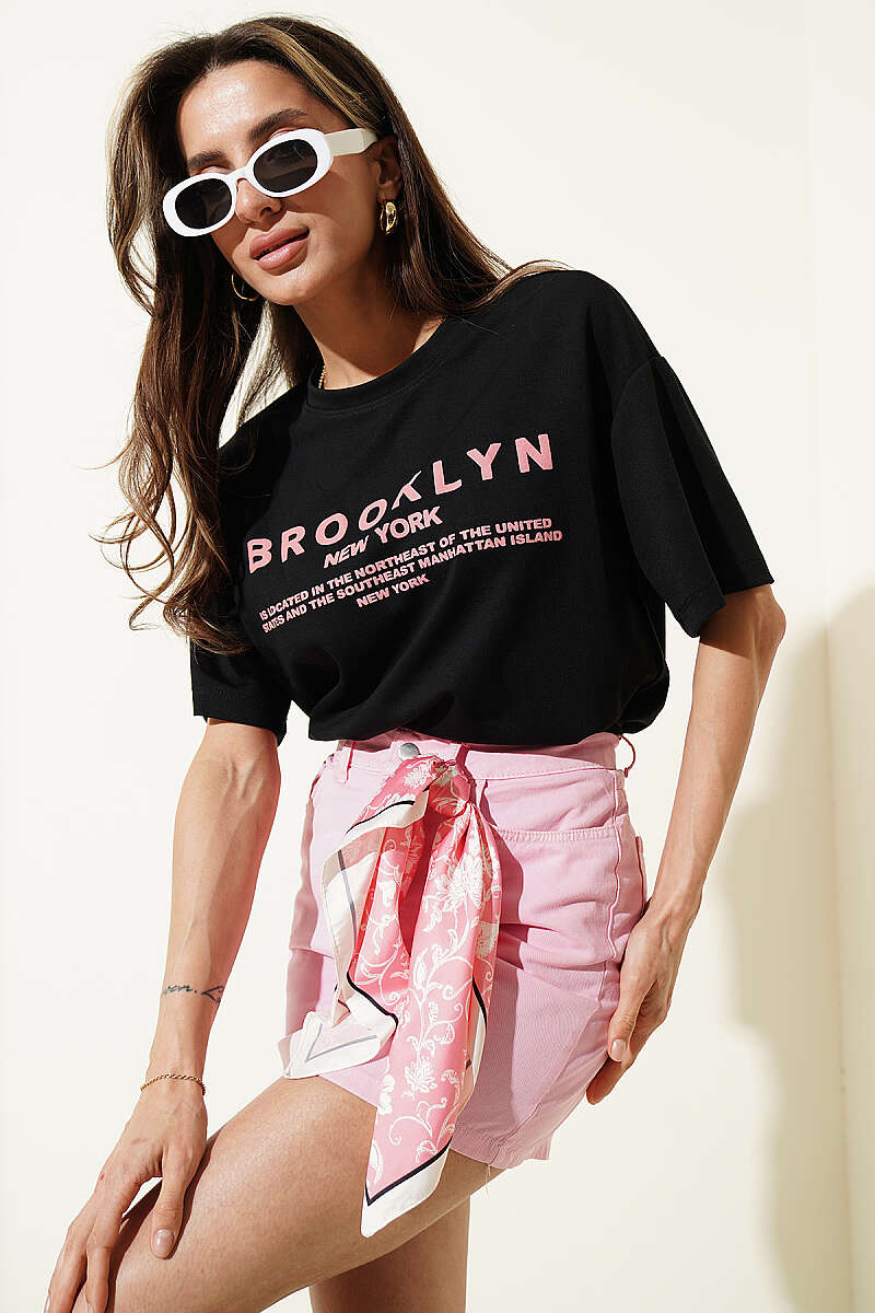 Brooklyn Print Loycha T-Shirt - Black