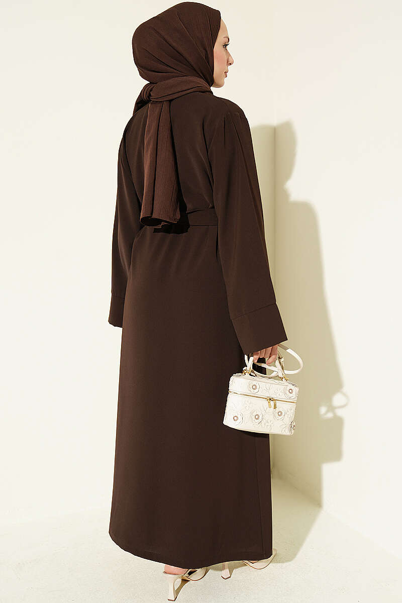 Abaya Set with Brooch - Brown