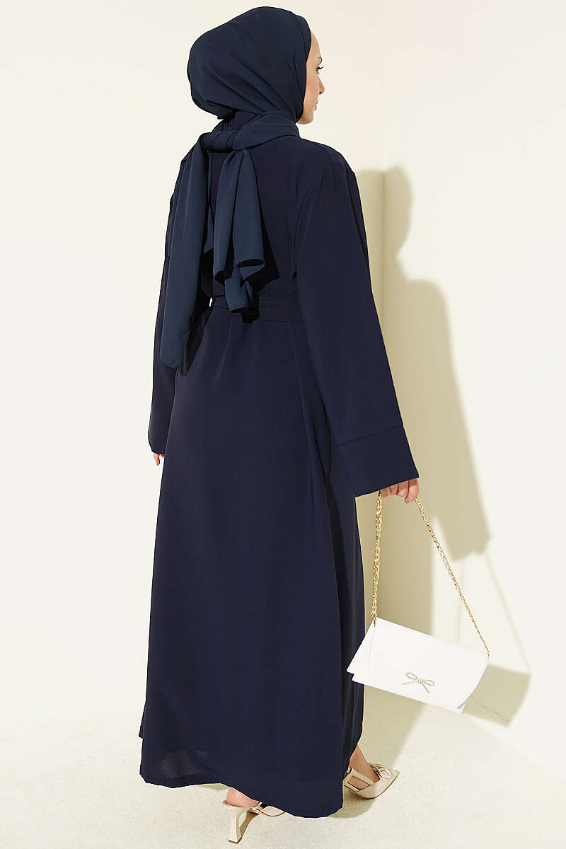 Abaya Set with Brooch - Navy